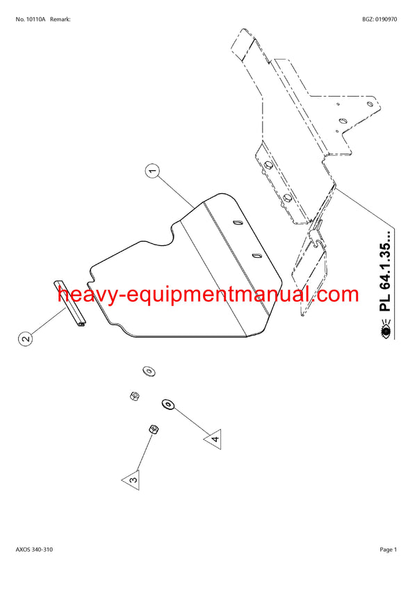 PDF Claas 340 - 310 T2 Axos Tractor Parts Manual