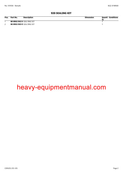 CLAAS CERGOS 355-335 TRACTOR PARTS CATALOG MANUAL SN CT1220001-CT1229999