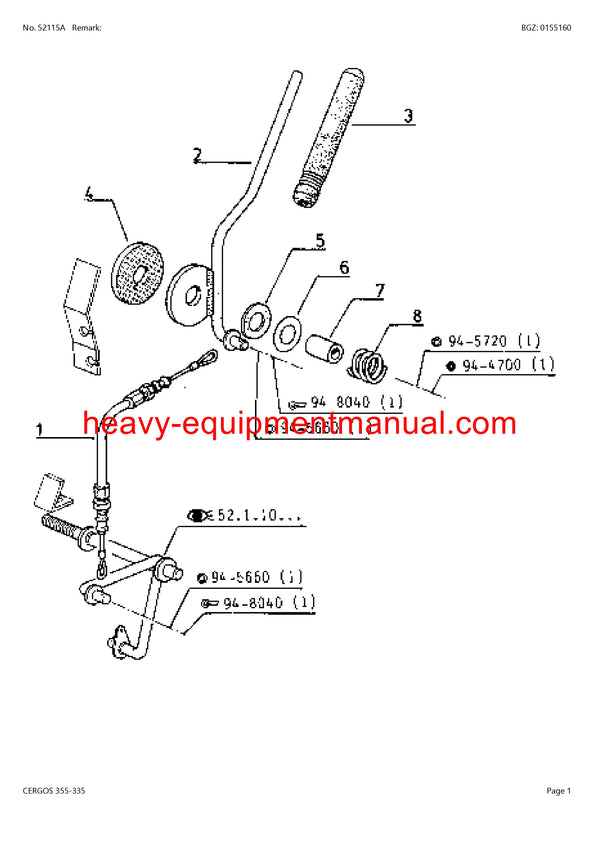 CLAAS CERGOS 355-335 TRACTOR PARTS CATALOG MANUAL SN CT1220001-CT1229999
