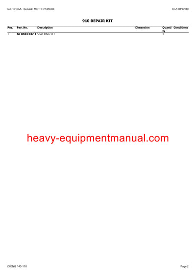 PDF Claas 140 - 110 Dionis Tractor Parts Manual