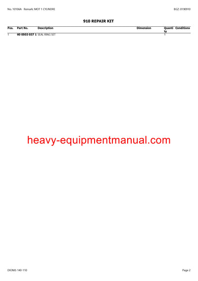 CLAAS DIONIS 140-110 TRACTOR PARTS CATALOG MANUAL SN CT35D3000 - CT35D5999