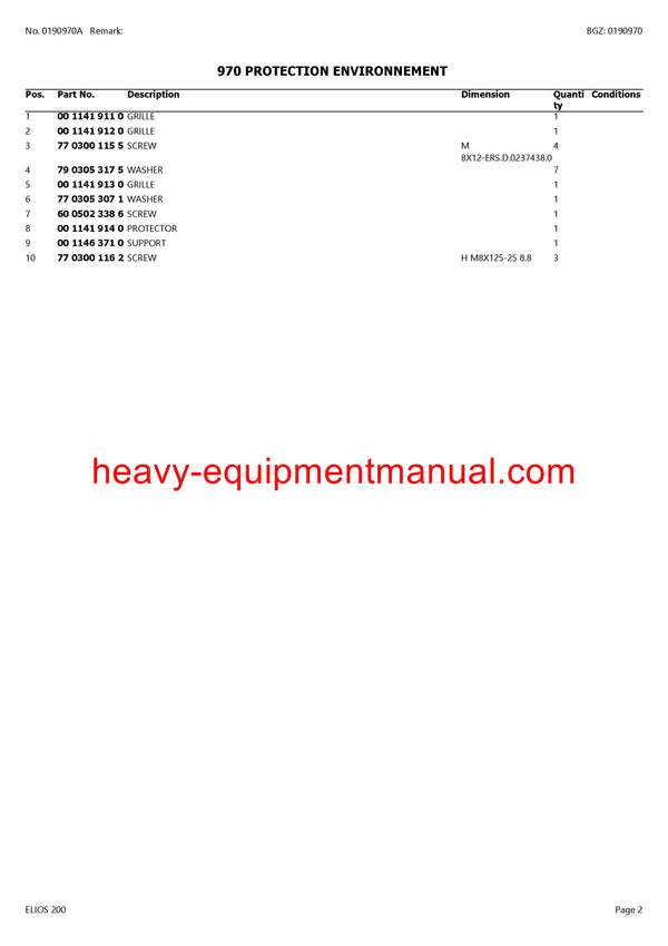 CLAAS ELIOS 200 TRACTOR PARTS CATALOG MANUAL