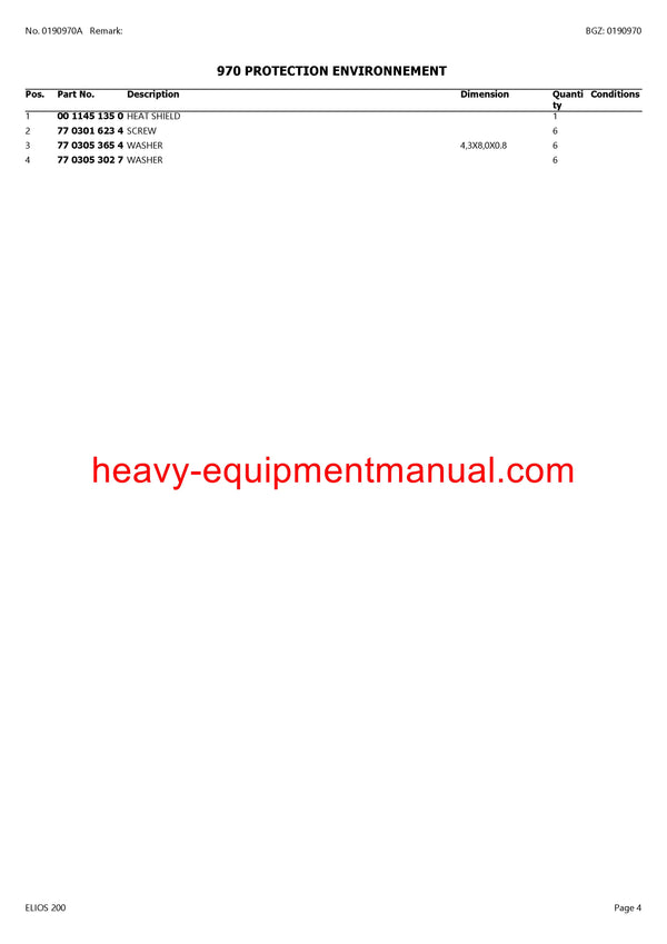 CLAAS ELIOS 200 TRACTOR PARTS CATALOG MANUAL