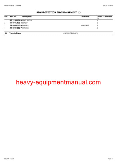 CLAAS NEXOS F 200 TRACTOR PARTS CATALOG MANUAL