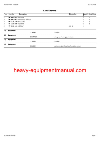 DOWNLOAD CLAAS NEXOS FB 230-220 TRACTOR PARTS CATALOG MANUAL