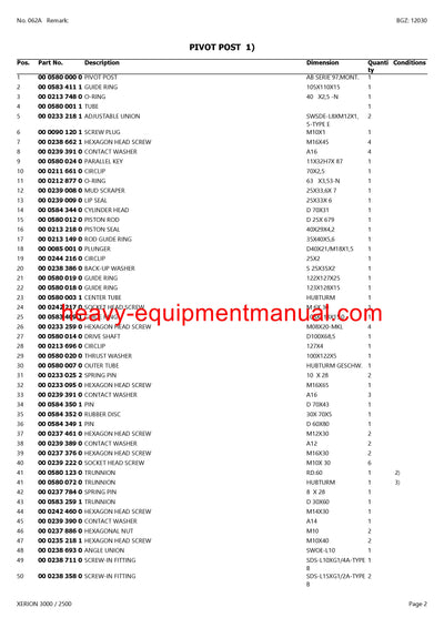 PDF Claas 3000/ 2500 Xerion Tractor Parts Manual
