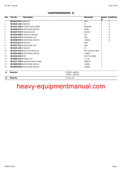 PDF Claas 3300 Xerion Tractor Parts Manual