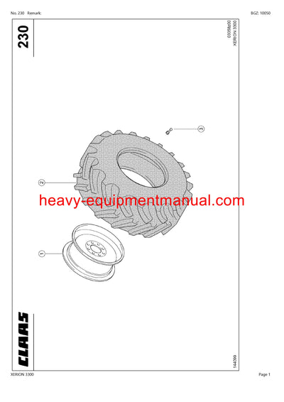 CLAAS XERION 3300 TRACTOR PARTS CATALOG MANUAL