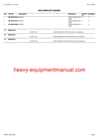 PDF Claas 5000 - 4000 Xerion Tractor Parts Manual