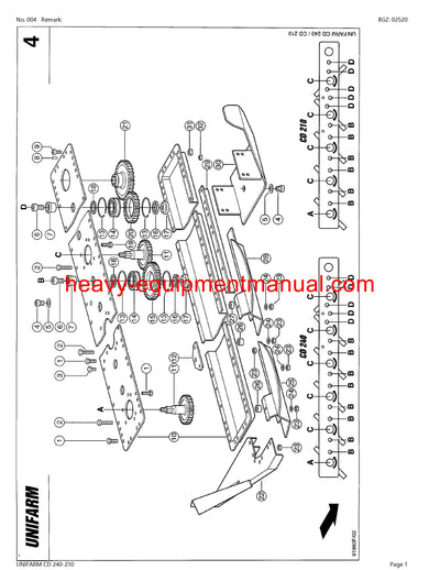 CLAAS UNIFARM CD 240-210 MOWER PARTS CATALOG MANUAL SN 69201001-69299999