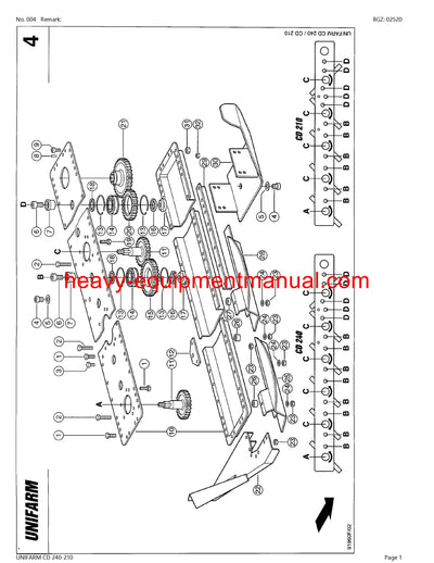 PDF Claas CD 240 - 210 Unifarm Mower Parts Manual