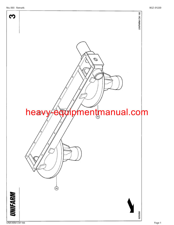CLAAS UNIFARM CM 166 MOWER PARTS CATALOG MANUAL