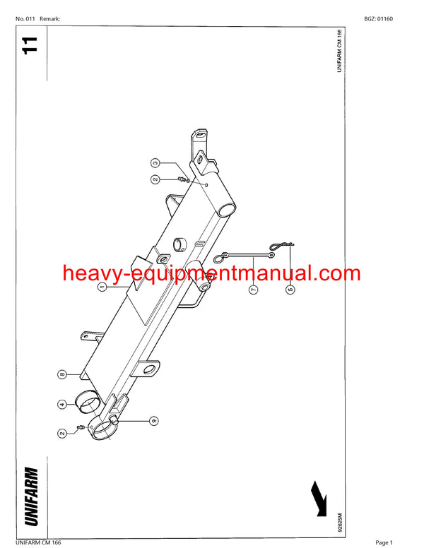 CLAAS UNIFARM CM 166 MOWER PARTS MANUAL SN 47000001-47099999