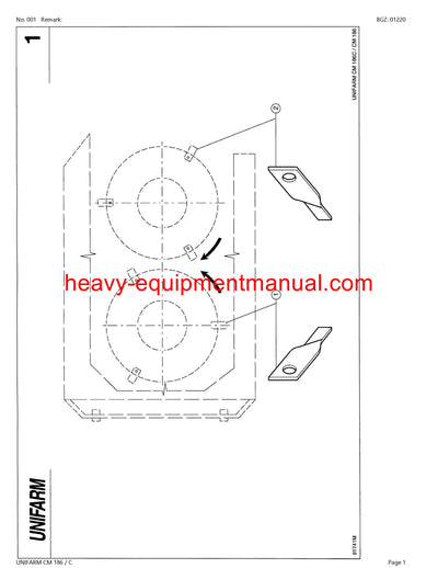 CLAAS UNIFARM CM 186 C MOWER PARTS MANUAL SN 69101001-69199999