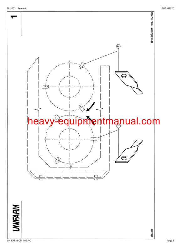 CLAAS UNIFARM CM 186 C MOWER PARTS MANUAL SN 69101001-69199999