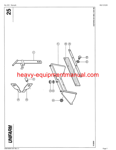 CLAAS UNIFARM CM 186 C MOWER PARTS MANUAL SN 69101001-69199999