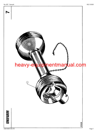 CLAAS UNIFARM CM 210 MOWER PARTS CATALOG MANUAL SN 47100001-47199999