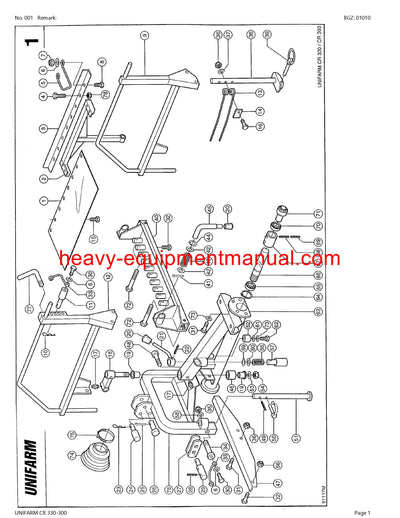 CLAAS UNIFARM CR 330-300 SWATHER PARTS CATALOG MANUAL SN 47401001-4749999