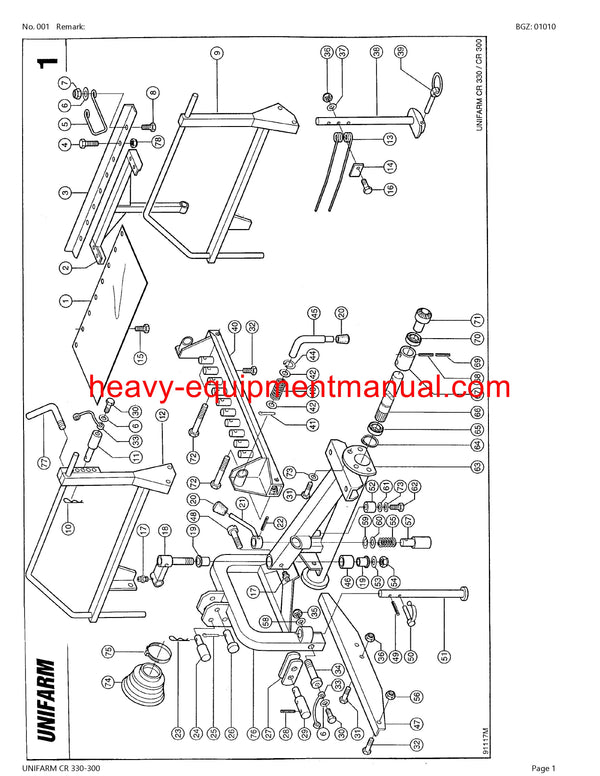 CLAAS UNIFARM CR 330-300 SWATHER PARTS CATALOG MANUAL SN 47401001-4749999