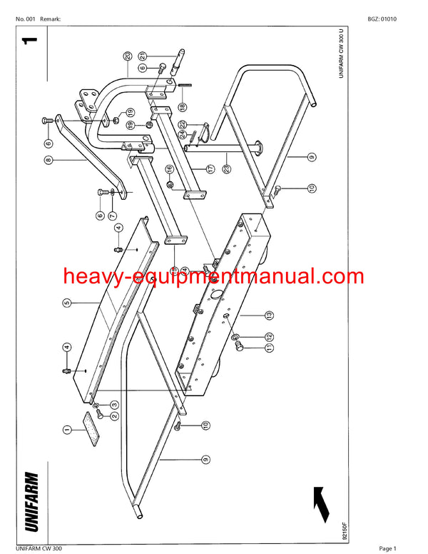 CLAAS UNIFARM CW 300 TEDDER PARTS CATALOG MANUAL SN 69301001-69399999