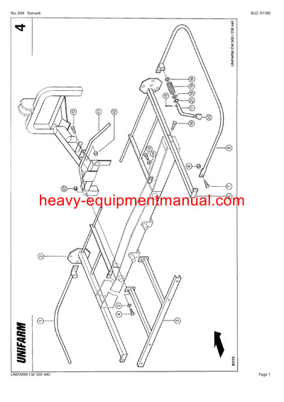 CLAAS UNIFARM CW 500-440 TEDDER PARTS CATALOG MANUAL SN 47301001-47399999