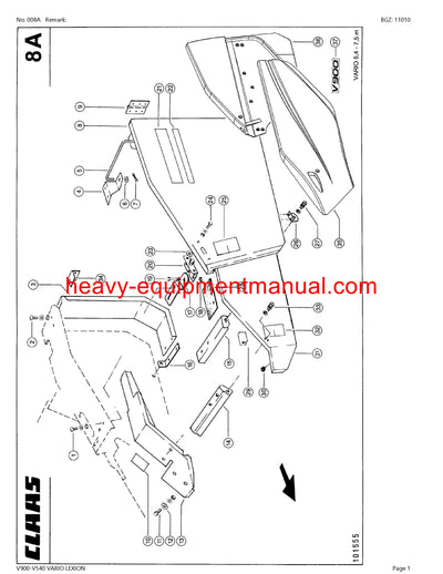CLAAS V900-V540 VARIO LEXION CUTTERBAR PARTS CATALOG MANUAL