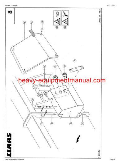 CLAAS V900-V540 VARIO LEXION CUTTERBAR PARTS CATALOG MANUAL