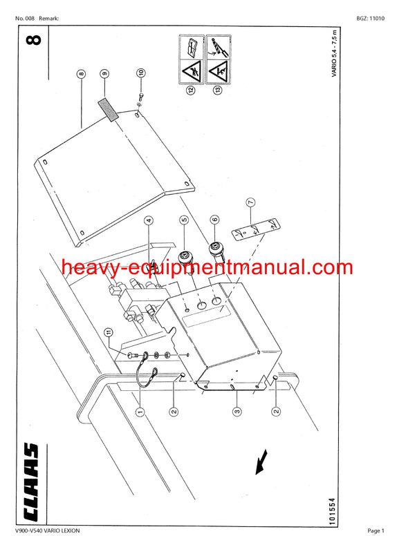 CLAAS V900-V540 VARIO LEXION CUTTERBAR PARTS CATALOG MANUAL