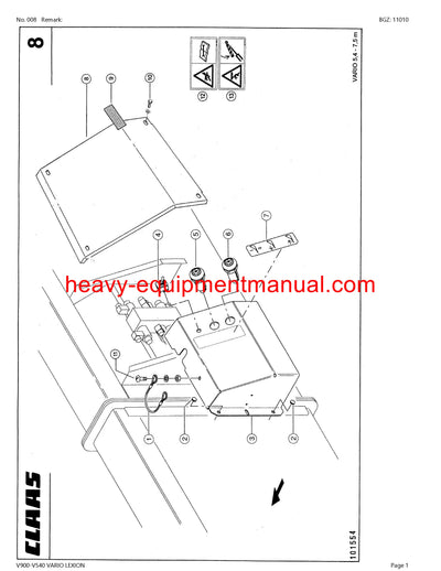 CLAAS V900-V540 VARIO LEXION CUTTERBAR PARTS MANUAL 71200011-71299999