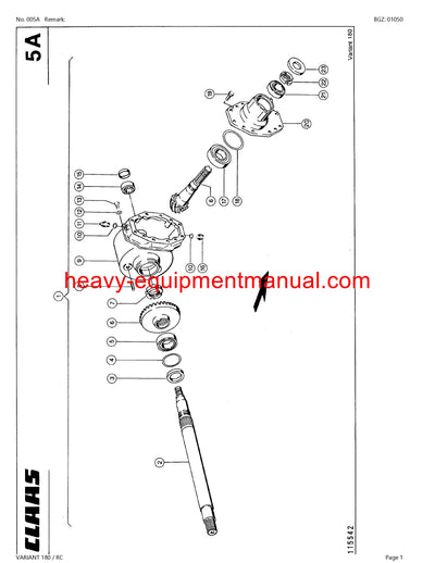 CLAAS VARIANT 180 RC BALER PARTS CATALOG MANUAL 