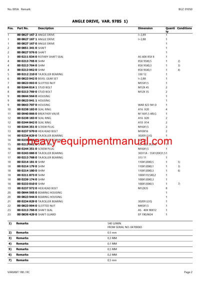 CLAAS VARIANT 180 RC BALER PARTS CATALOG MANUAL SN 04800010 - 04899999