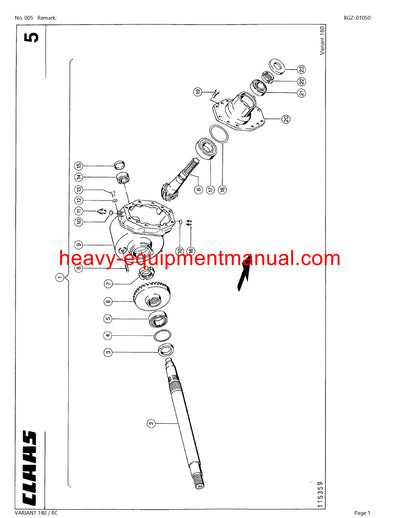 PDF Claas 180 RC Variant Baler Parts Manual