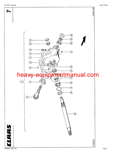 PDF Claas 180 RC Variant Baler Parts Manual
