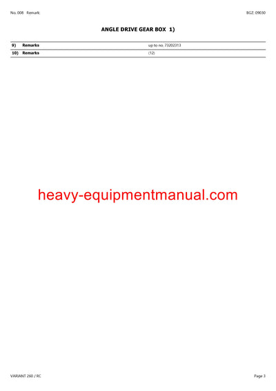 PDF Claas 260 RC Variant Baler Parts Manual