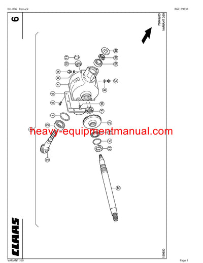 PDF Claas 350 Variant Baler Parts Manual