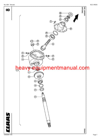 PDF Claas 350 Variant Baler Parts Manual