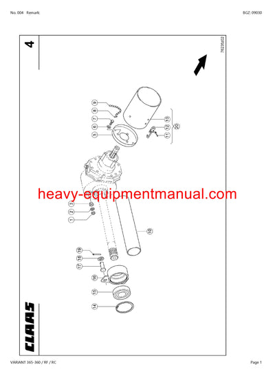 PDF Claas 365 - 360 RF RC Variant Baler Parts Manual