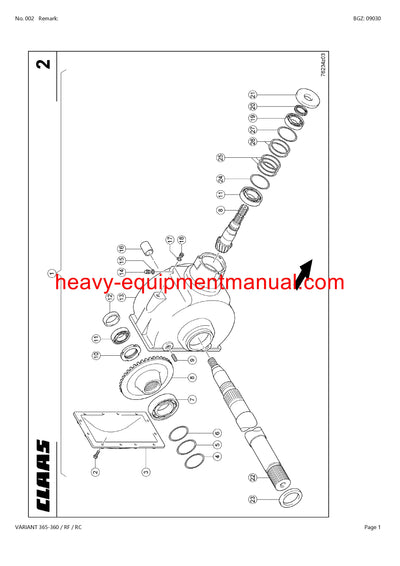 PDF Claas 365 - 360 RF RC Variant Baler Parts Manual