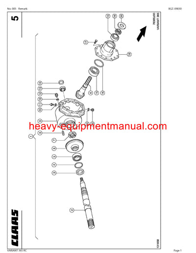 PDF Claas 365 RC Variant Baler Parts Manual