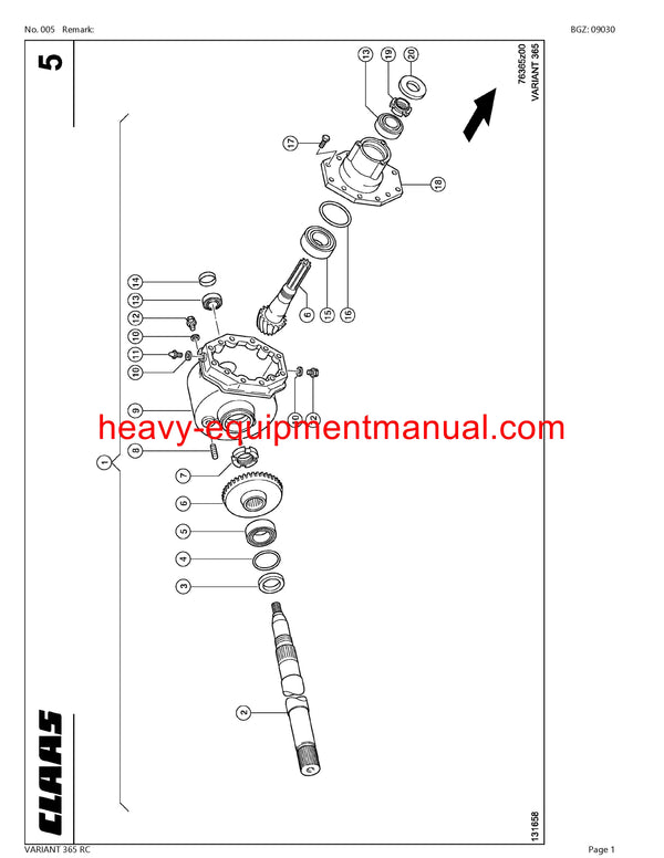 PDF Claas 365 RC Variant Baler Parts Manual