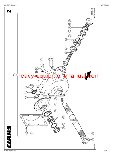 PDF Claas 365 RC Variant Baler Parts Manual