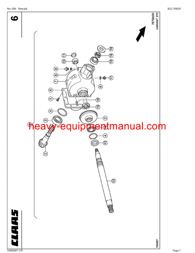 PDF Claas 370 Variant Baler Parts Manual