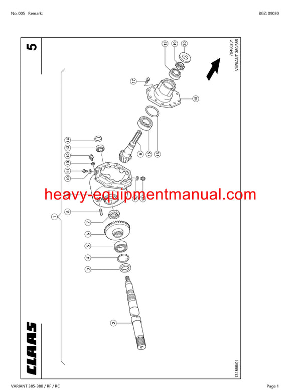 PDF Claas 385 - 380 RF RC Variant Baler Parts Manual