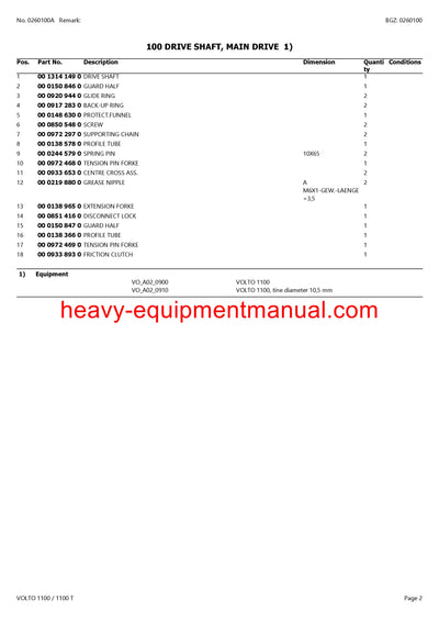 PDF Claas 1100 1100T Volto Tedder Parts Manual Download