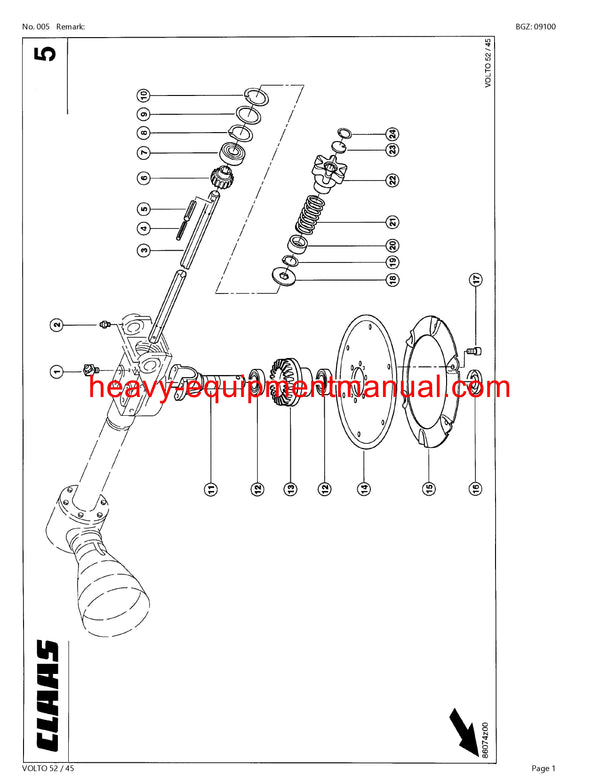 CLAAS VOLTO 52 45 TEDDER PARTS MANUAL