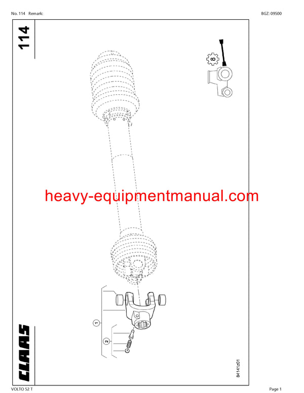 CLAAS VOLTO 52 T TEDDER PARTS MANUAL SN 63001661-63099999
