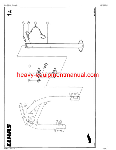 CLAAS VOLTO 540-450 S TEDDER PARTS CATALOG MANUAL