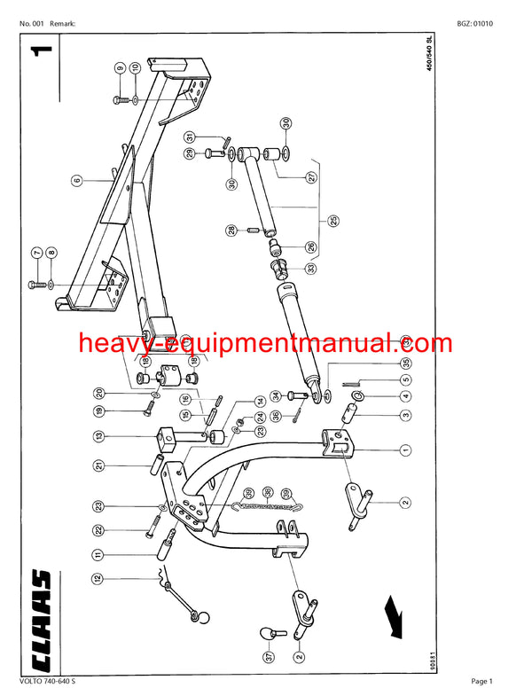 CLAAS VOLTO 740 SL TEDDER PARTS CATALOG MANUAL SN 36901001
