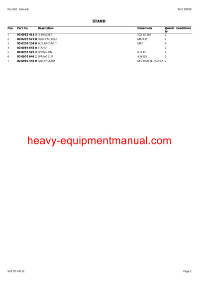 PDF Claas 740 SL Volto Tedder Parts Manual Download