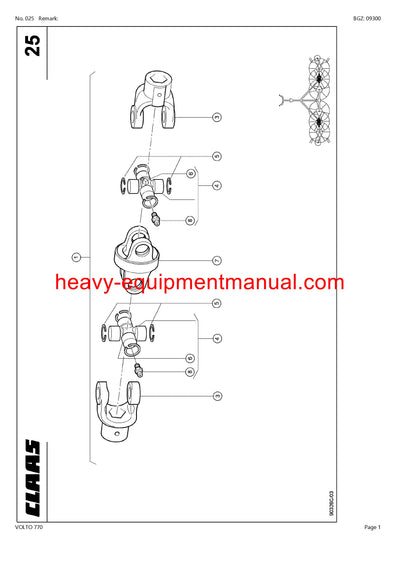 CLAAS VOLTO 770 TEDDER PARTS CATALOG MANUAL SN 62701001-62799999